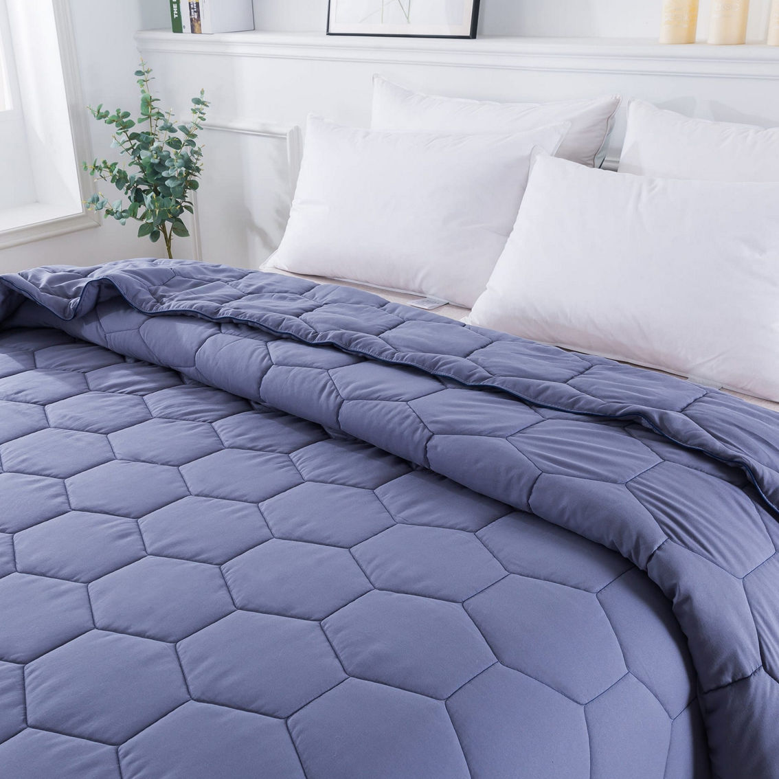 Honeycomb Color Contrast Stitched Down Alternative Blanket - Image 2 of 5