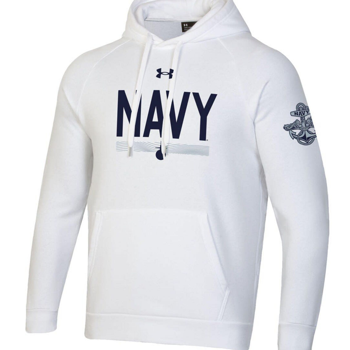Under Armour Men's White Navy Midshipmen Silent Service All Day Pullover Hoodie - Image 3 of 4