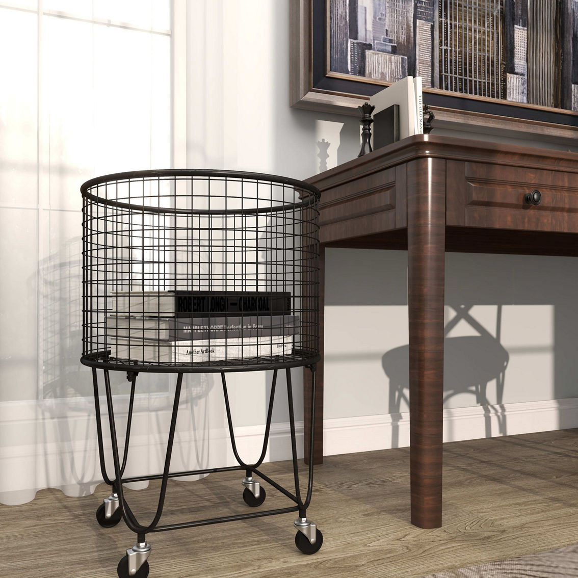 Morgan Hill Home Industrial Gold Metal Storage Cart - Image 4 of 5