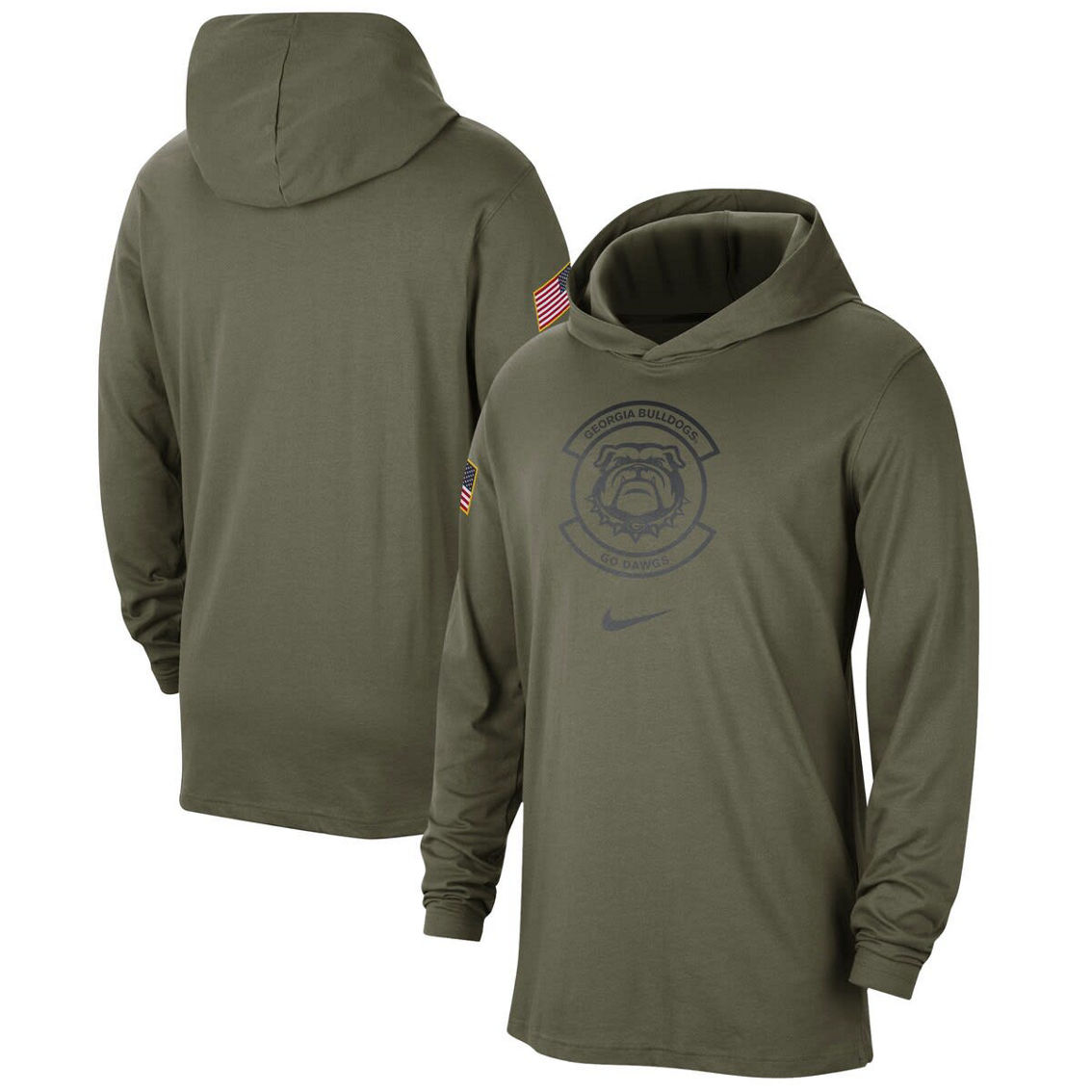 Nike Men's Olive Georgia Bulldogs Military Pack Long Sleeve Hoodie T-Shirt - Image 2 of 4