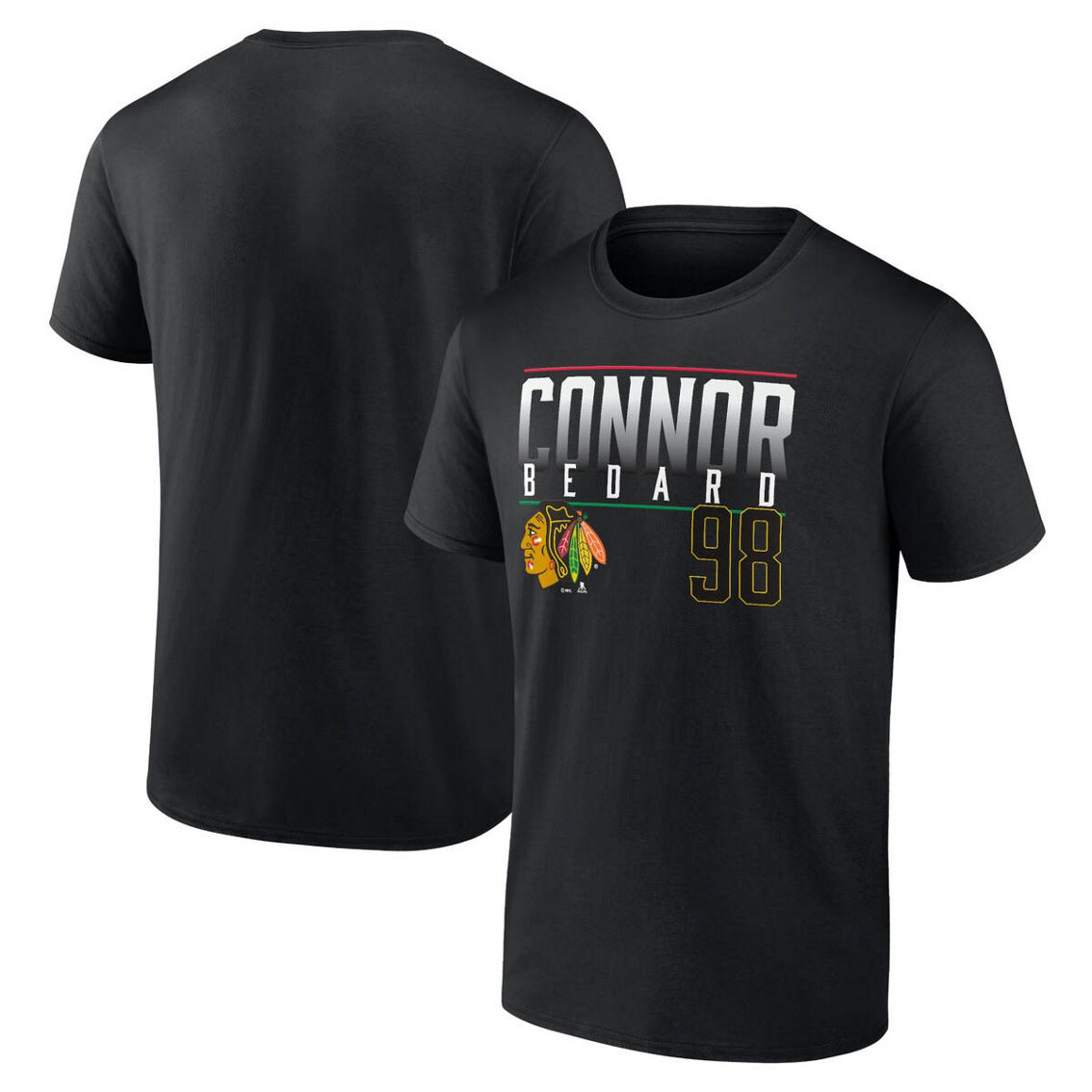 Fanatics Branded Men's Connor Bedard Black Chicago Blackhawks Name & Number T-Shirt - Image 2 of 4
