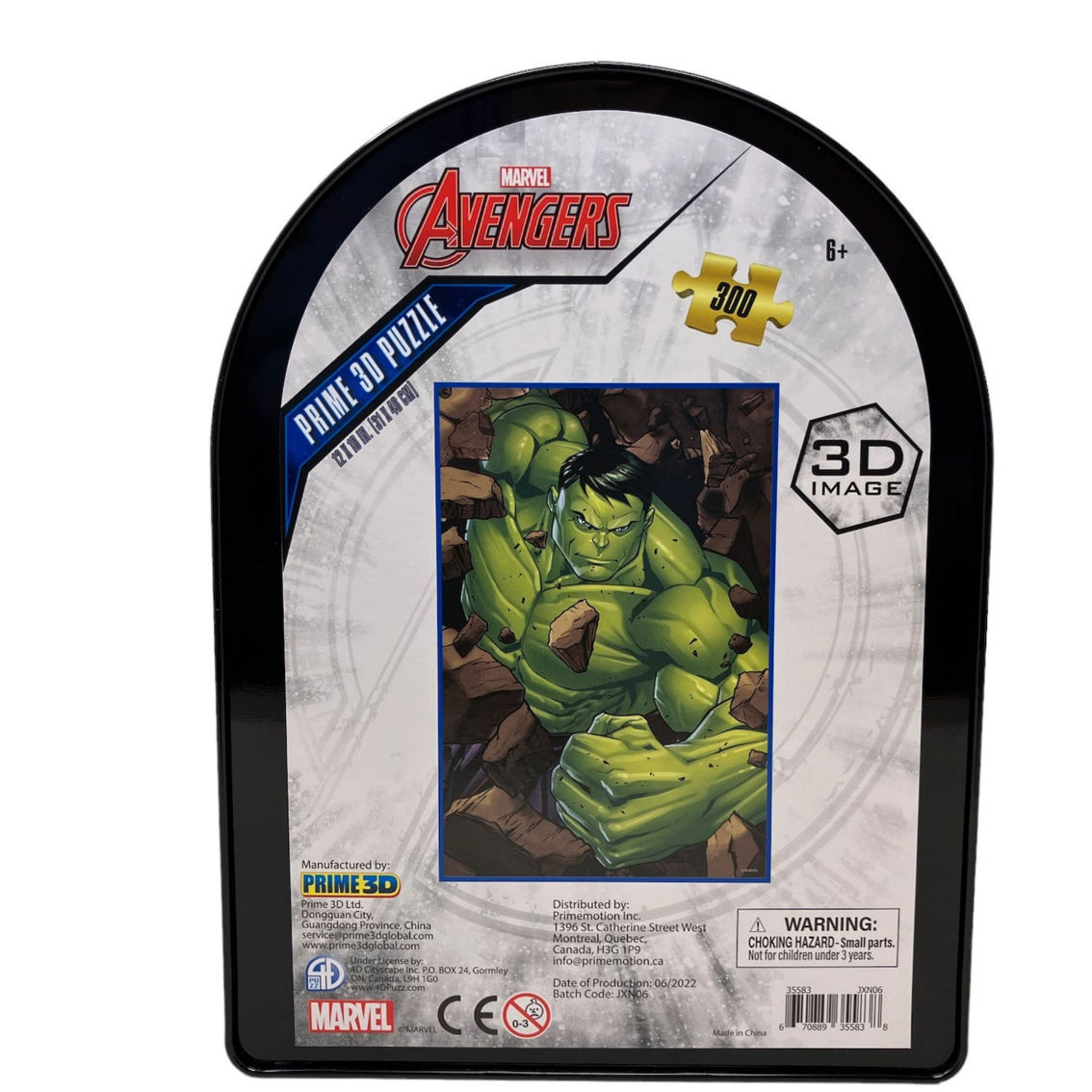 Prime 3D Marvel Avengers Incredible Hulk 3D Lenticular Puzzle Shaped Tin: 300 Pcs - Image 4 of 5