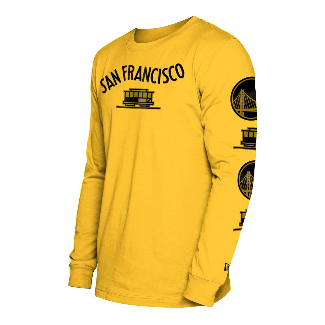 New Era Men's Yellow Golden State Warriors 2023/24 City Edition Long Sleeve T-Shirt - Image 3 of 4