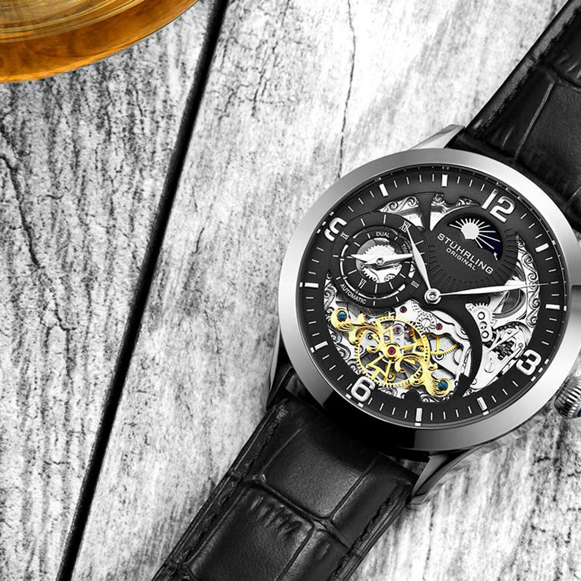 Stührling Original Special Reserve 3921 Dual Time Automatic 44mm Skeleton Watch - Image 4 of 5