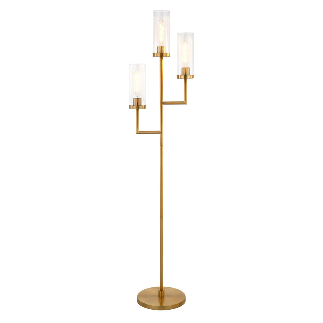 Hudson&Canal Basso 3-Light Torchiere Floor Lamp with Glass Shade - Image 3 of 5
