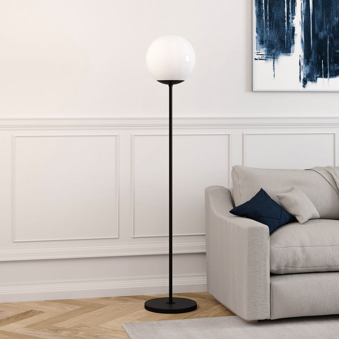Hudson&Canal Theia Globe & Stem Floor Lamp with Plastic Shade - Image 2 of 5