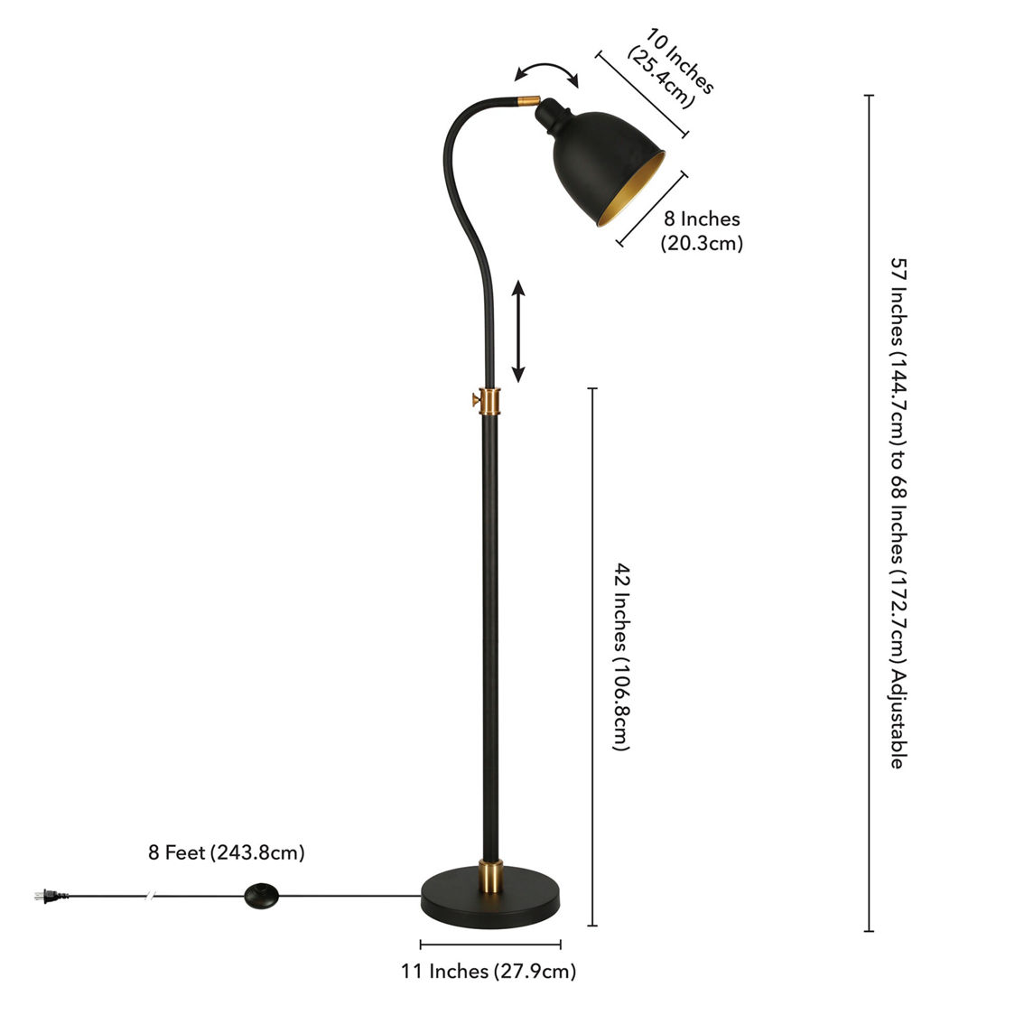 Hudson&Canal Vincent Adjustable/Arc Floor Lamp with Metal Shade - Image 4 of 5