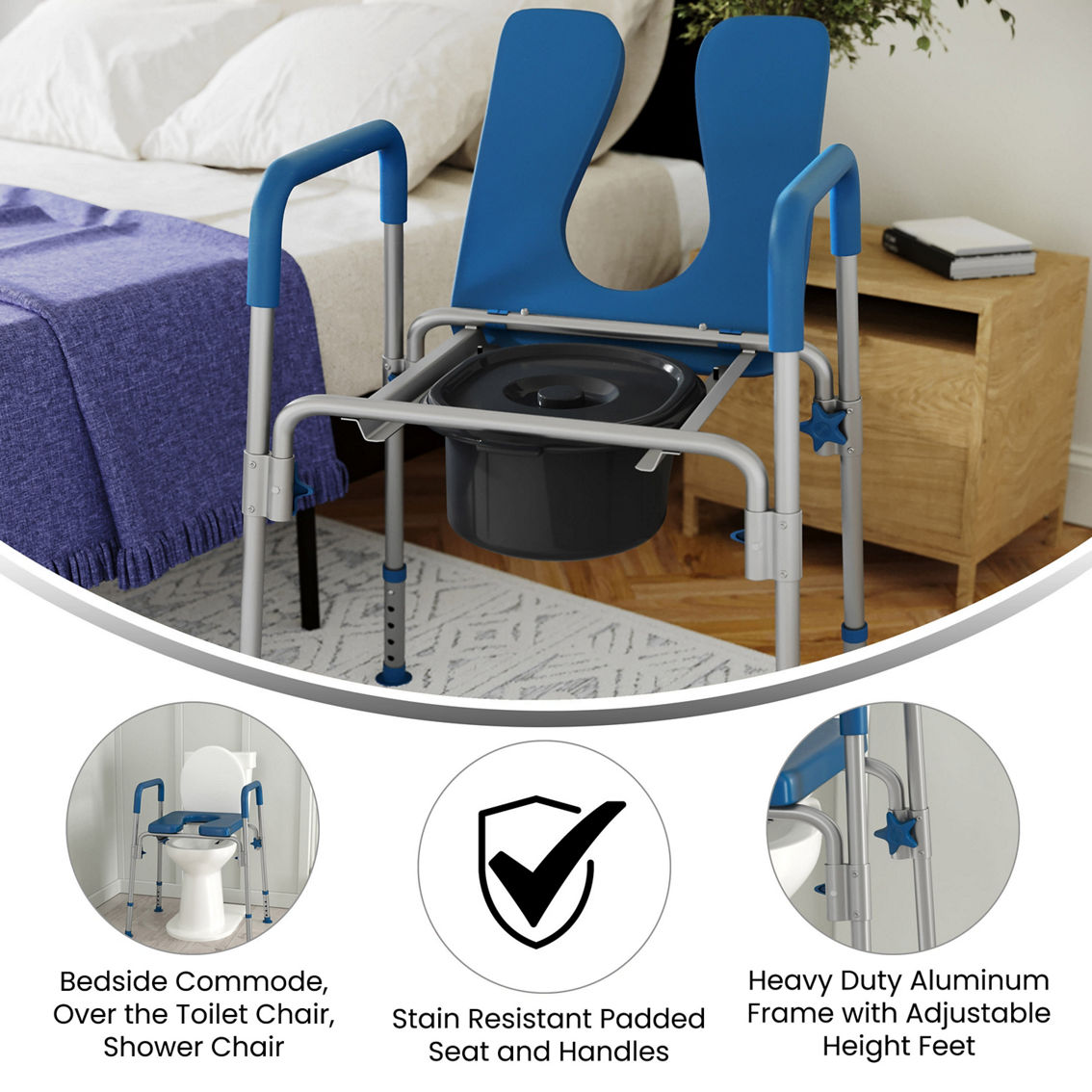 Flash Furniture 3 In 1 Adjustable Commode & Shower Chair - Image 5 of 5
