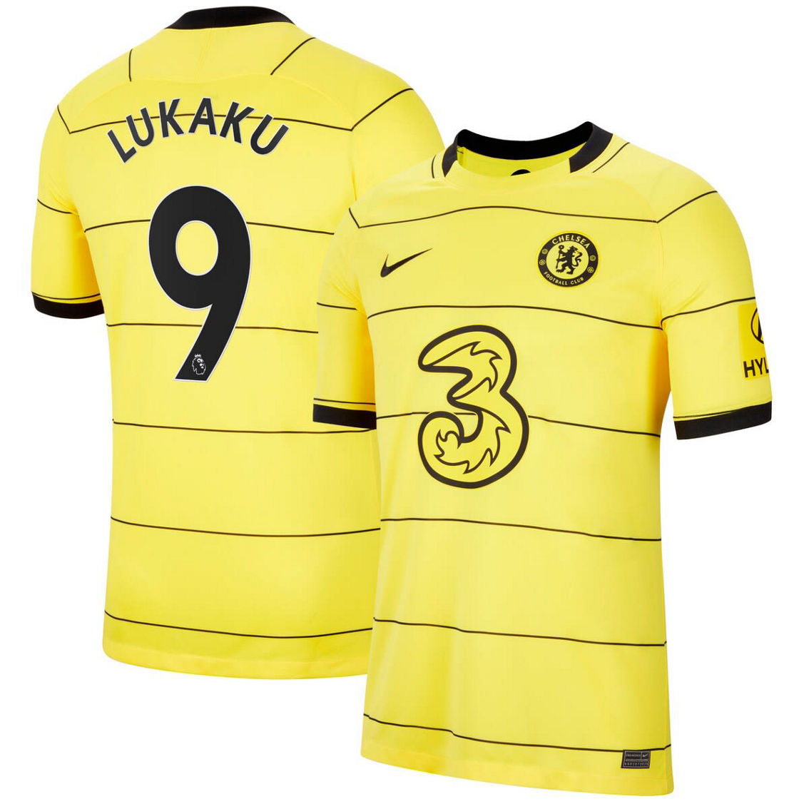 Nike Men's Romelu Lukaku Yellow Chelsea 2021/22 Away Replica Player Jersey - Image 2 of 4
