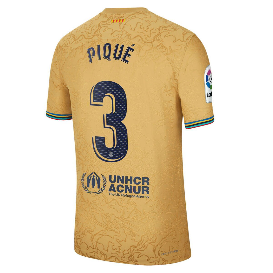 Nike Men's Gerard Pique Gold Barcelona 2022/23 Away Authentic Player Jersey - Image 4 of 4