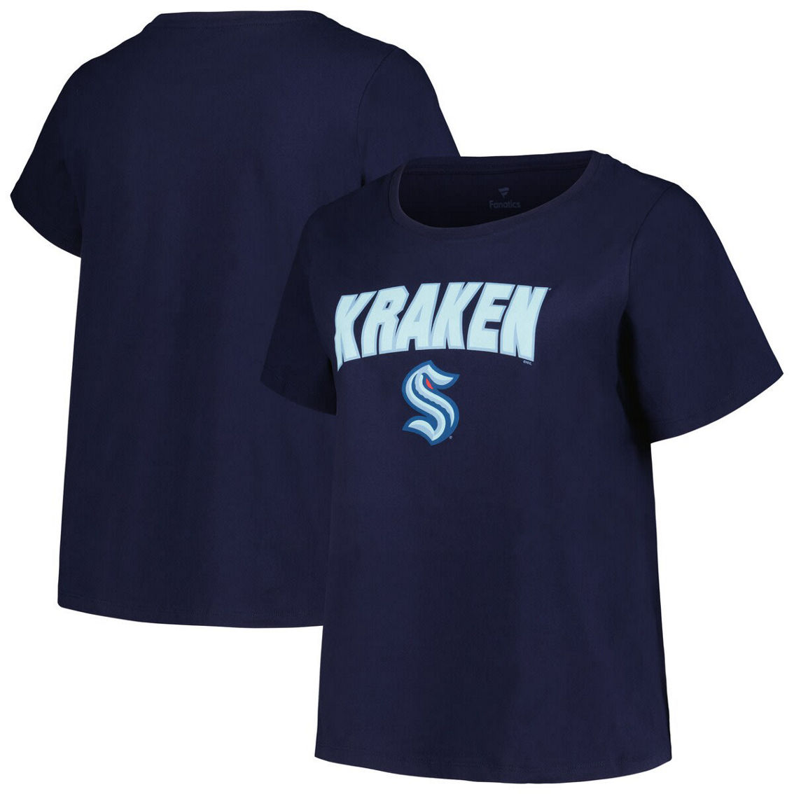 Profile Women's Deep Sea Blue Seattle Kraken Plus Size Arch Over Logo T-Shirt - Image 2 of 4