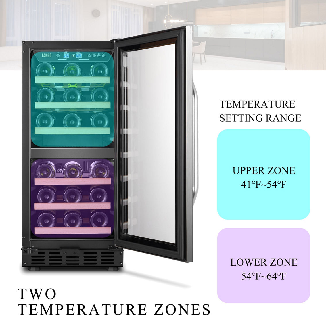 Lanbo 15 Inch Wine Cooler Refrigerator, 26 Bottle - Image 4 of 5