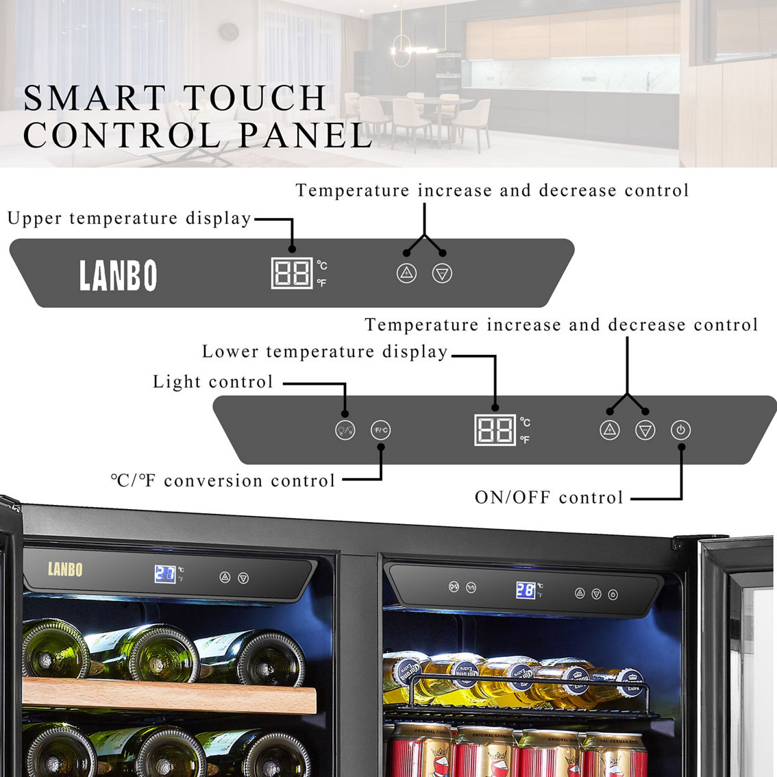 Lanbo 30 Inch Wine and Beverage Cooler, 31 Bottle and 76 Can - Image 3 of 5