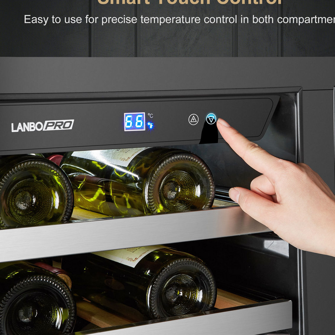 Lanbo Wine and Beverage Cooler Seemless Stainless Steel Trimmed, 26 Bottle 76 Can - Image 3 of 5