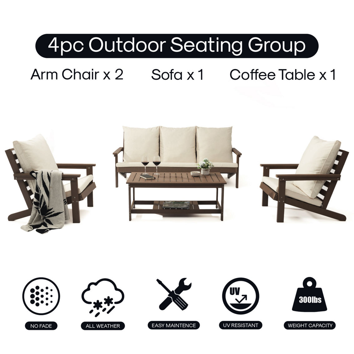 Inspired Home Hanan Outdoor 4pc Seating Group - Image 2 of 5