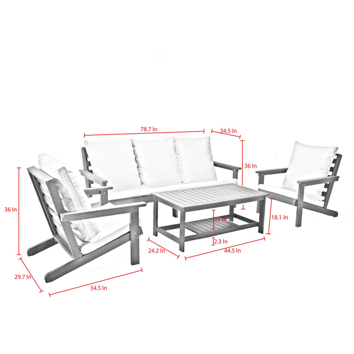 Inspired Home Hanan Outdoor 4pc Seating Group - Image 5 of 5