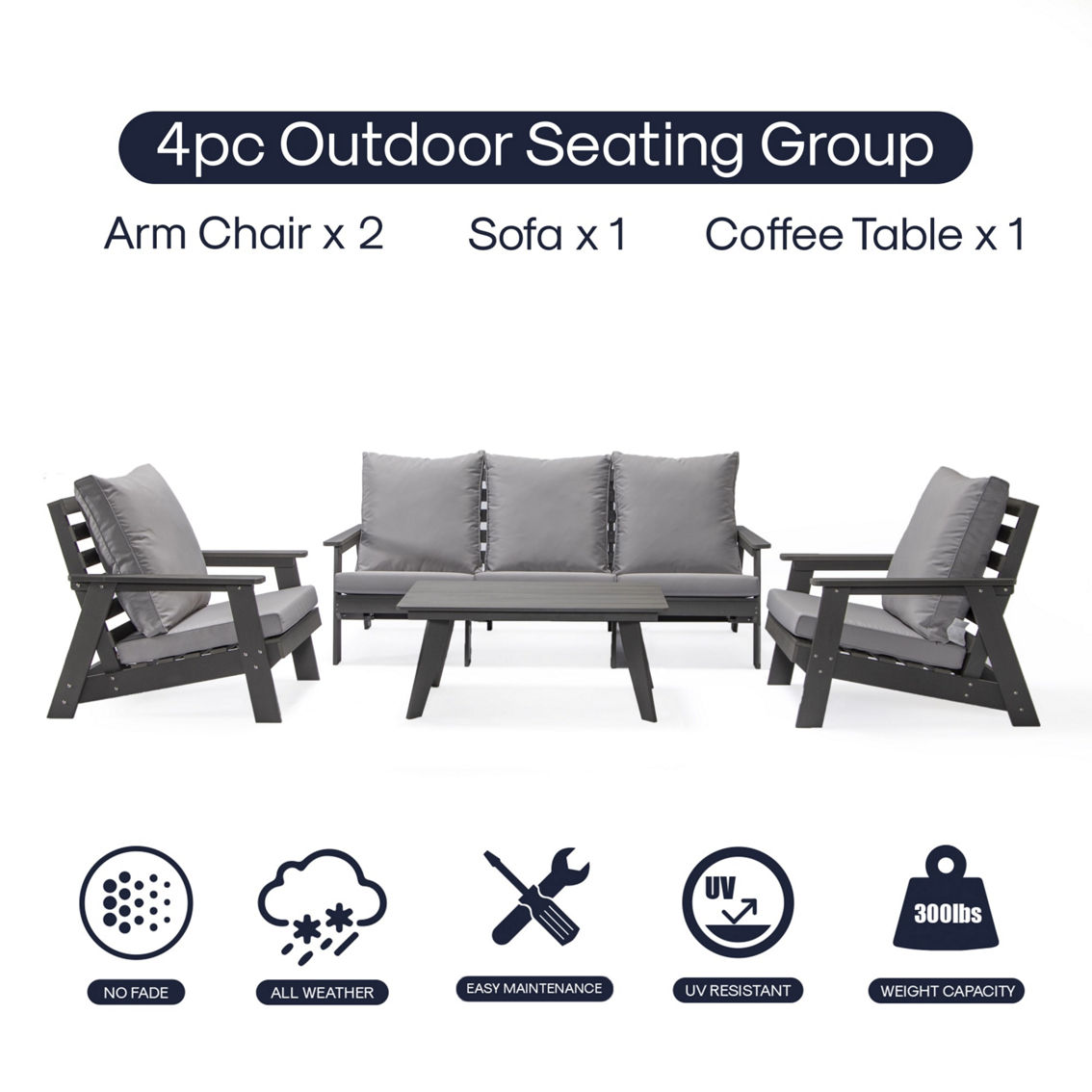Inspired Home Hiba Outdoor 4pc Seating Group - Image 2 of 5