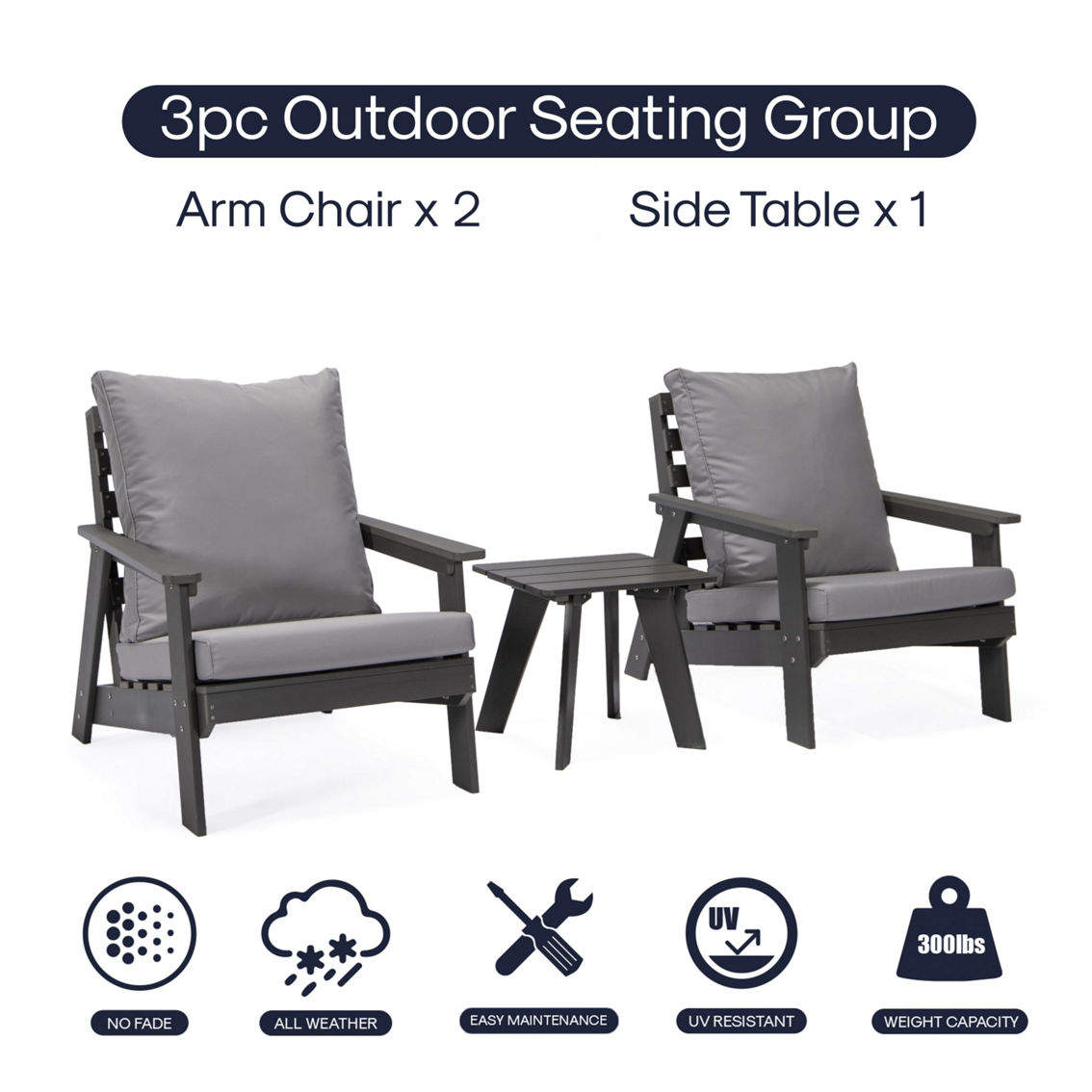 Inspired Home Hiba Outdoor 3pc Seating Group - Image 2 of 5