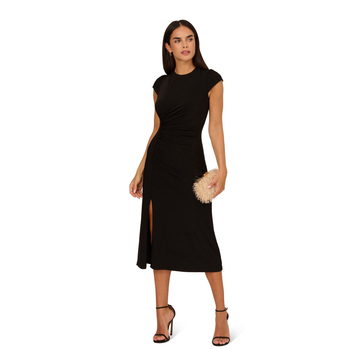 Adrianna Papell Jersey Midi Dress Cap Sleeves - Image 3 of 5