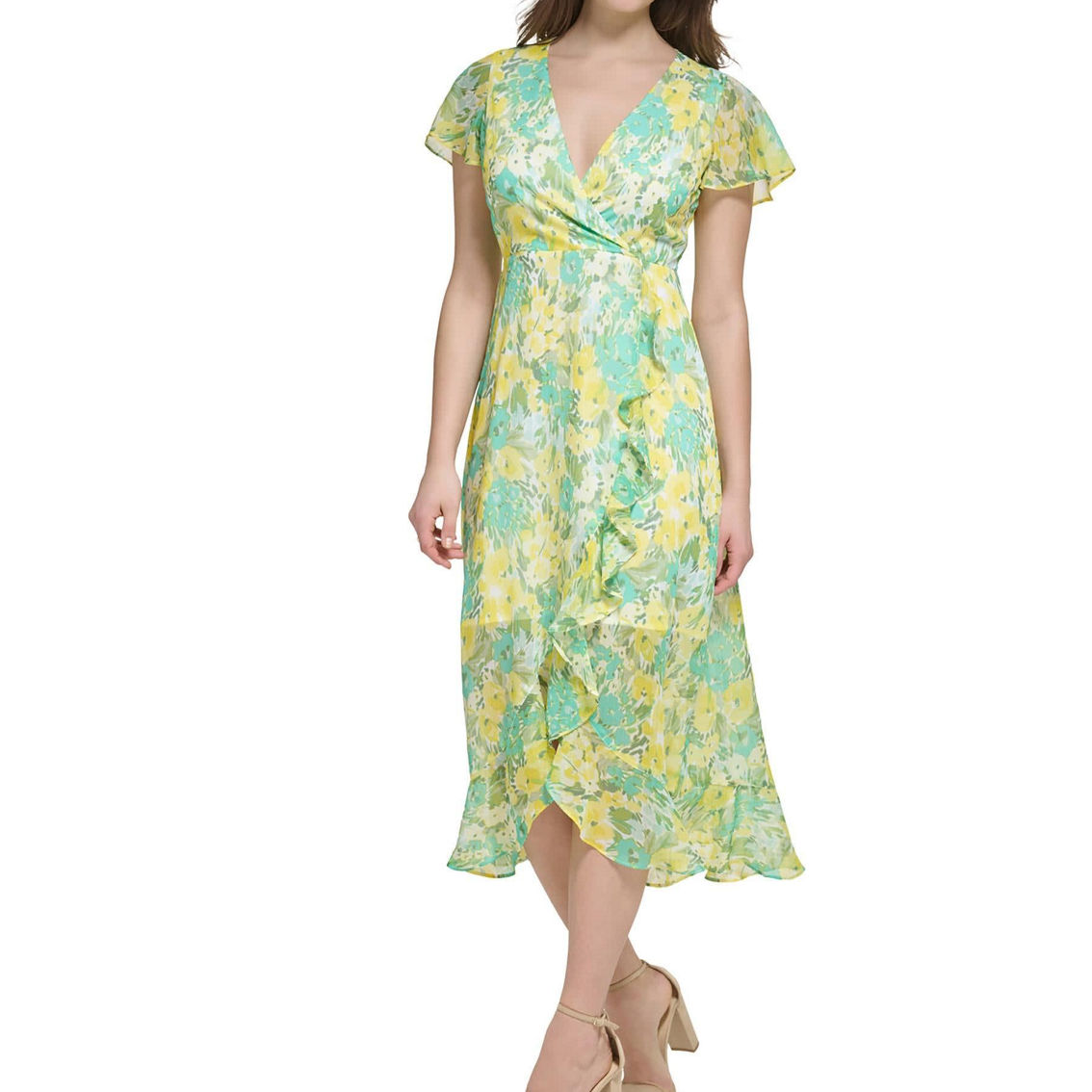 Womens Chiffon Floral Print Cocktail and Party Dress - Image 2 of 2