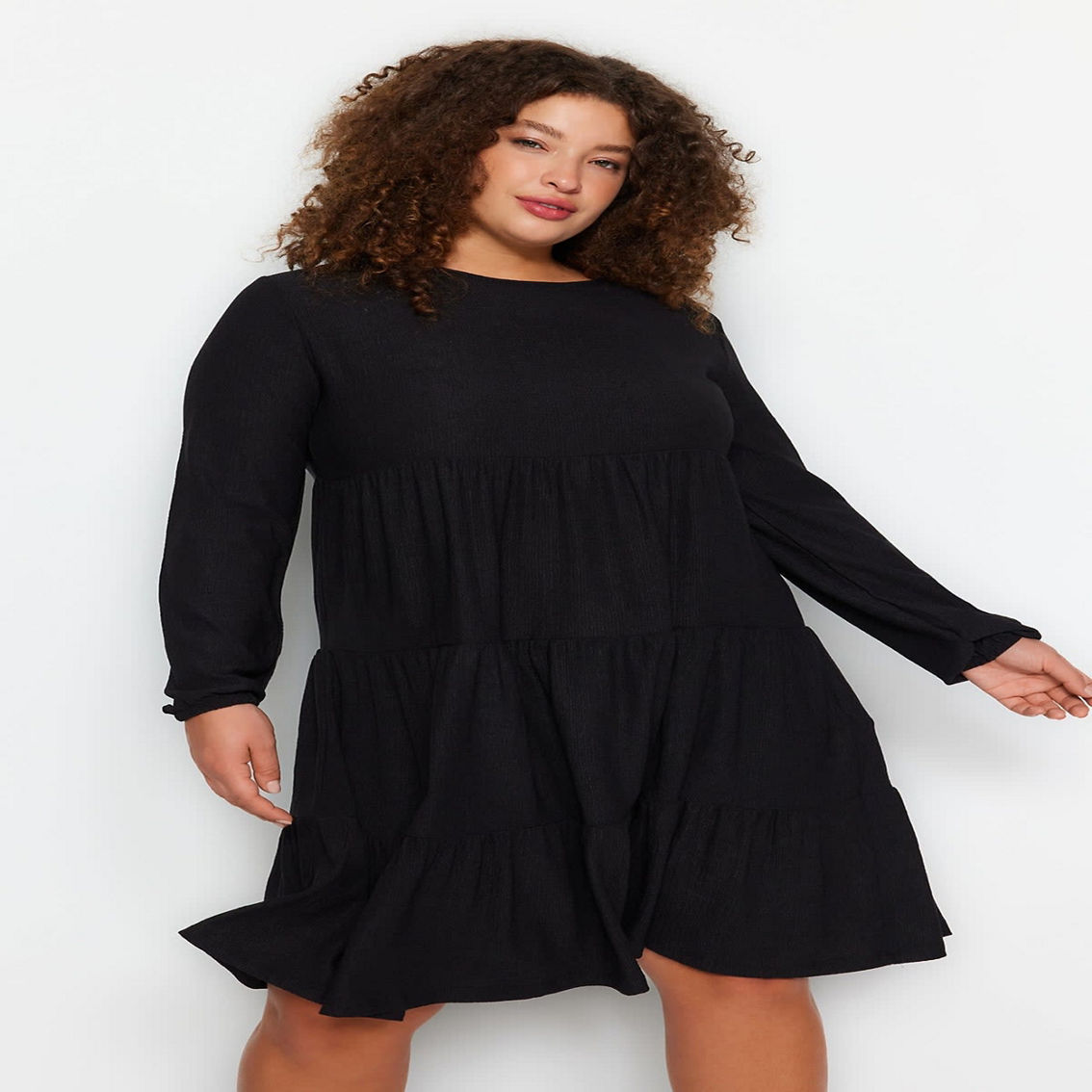 Trendyol Women's Mini Casual/casual Relaxed Plus Size Dress | Outlet ...