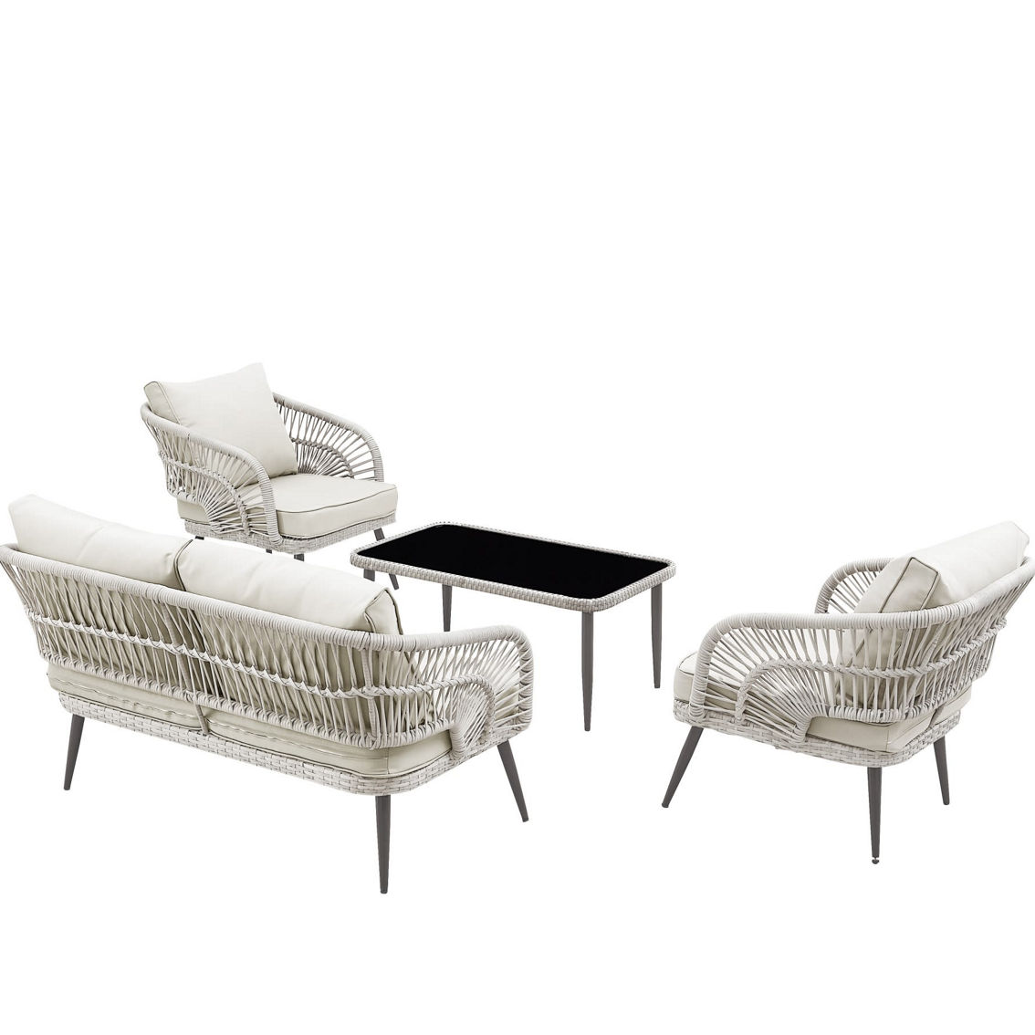 Inspired Home Railynn Outdoor Rattan Wicker 4pc Seating Group - Image 4 of 5