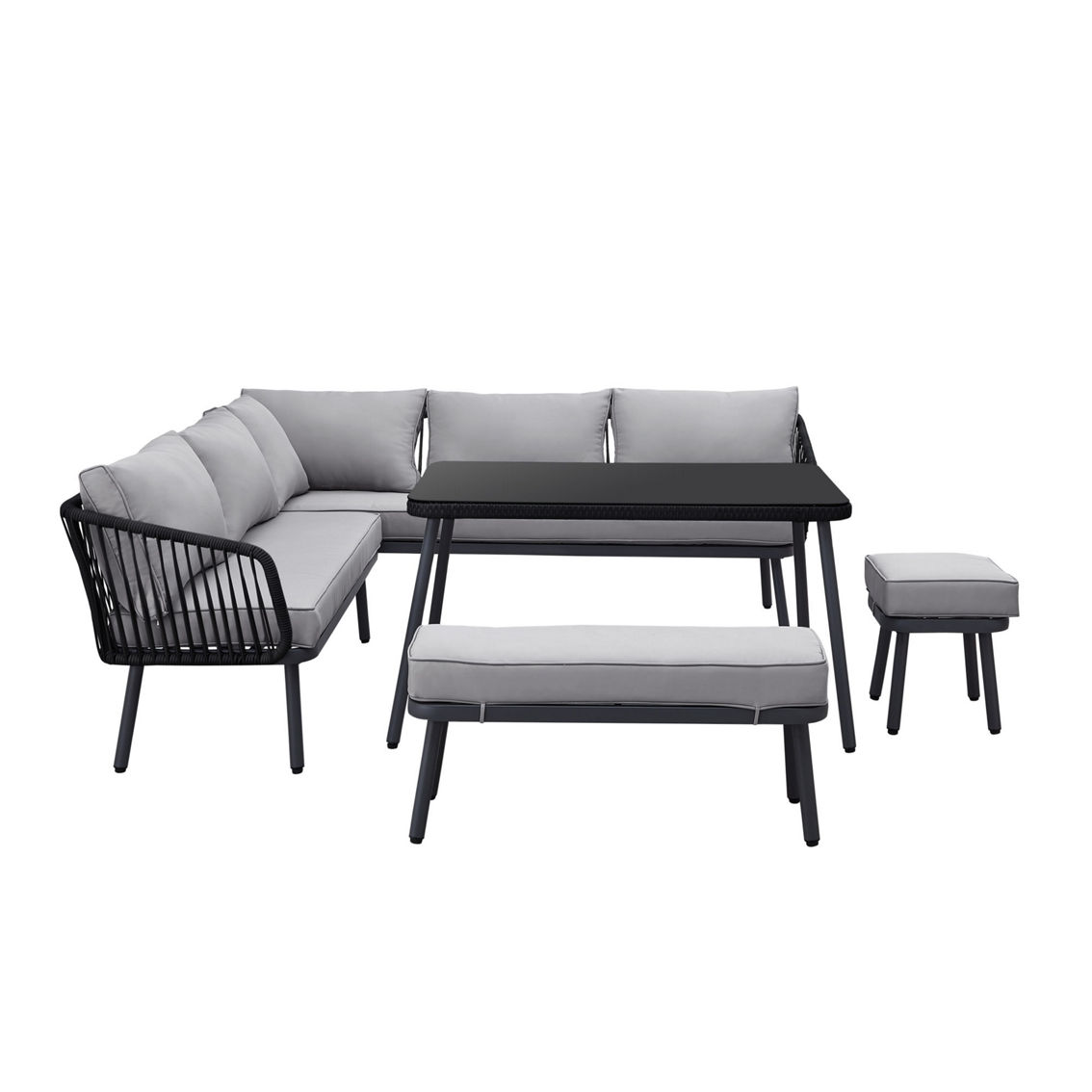 Inspired Home Razan Outdoor Rattan Wicker 5pc Seating Group - Image 3 of 5
