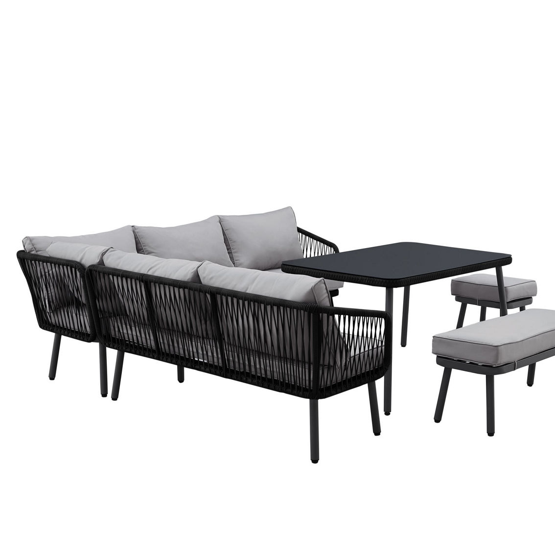 Inspired Home Razan Outdoor Rattan Wicker 5pc Seating Group - Image 4 of 5