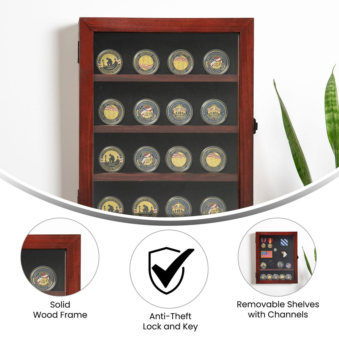 Flash Furniture Solid Pine Wood Medals Display Case - Image 5 of 5