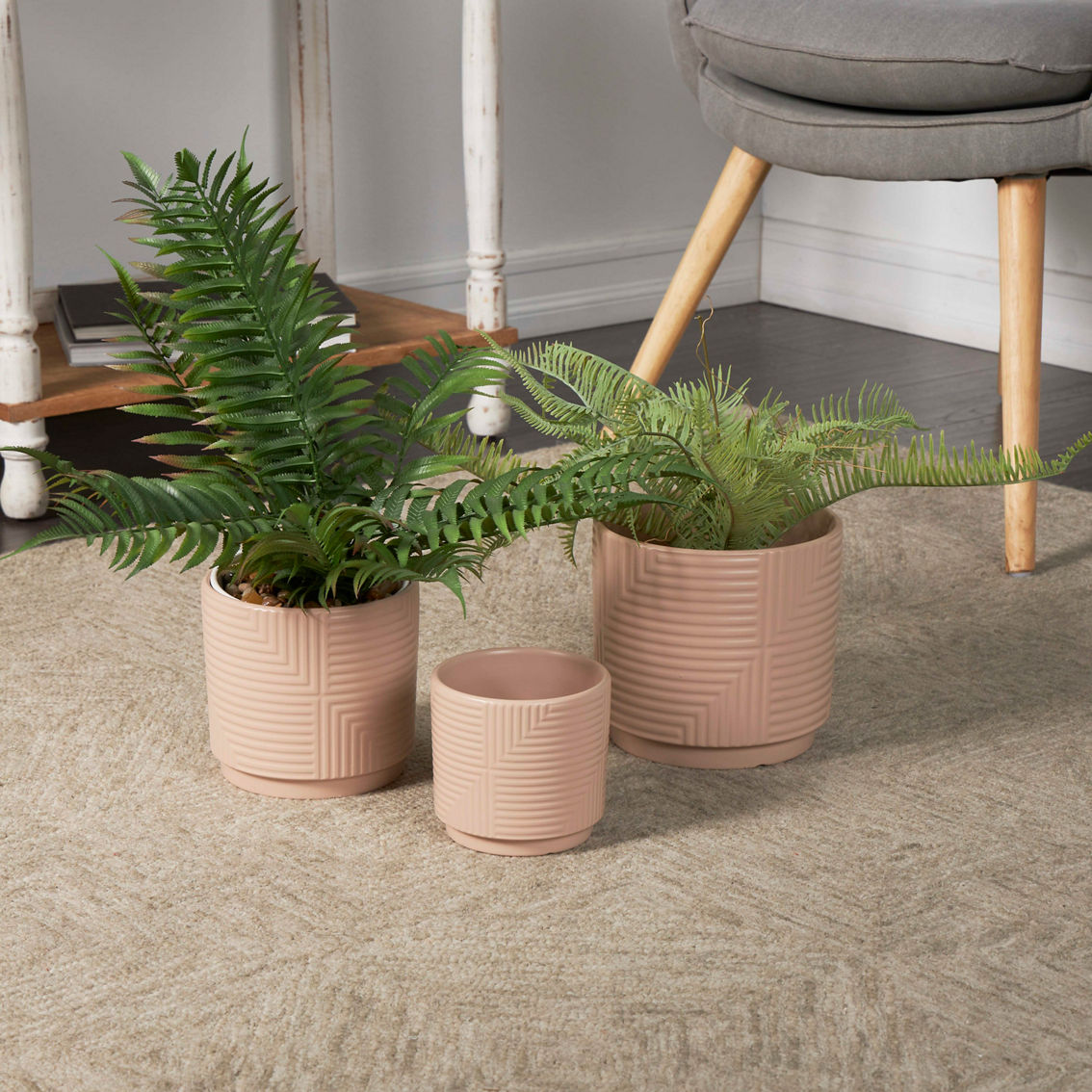 Morgan Hill Home Modern Pink Ceramic Planter Set - Image 2 of 5