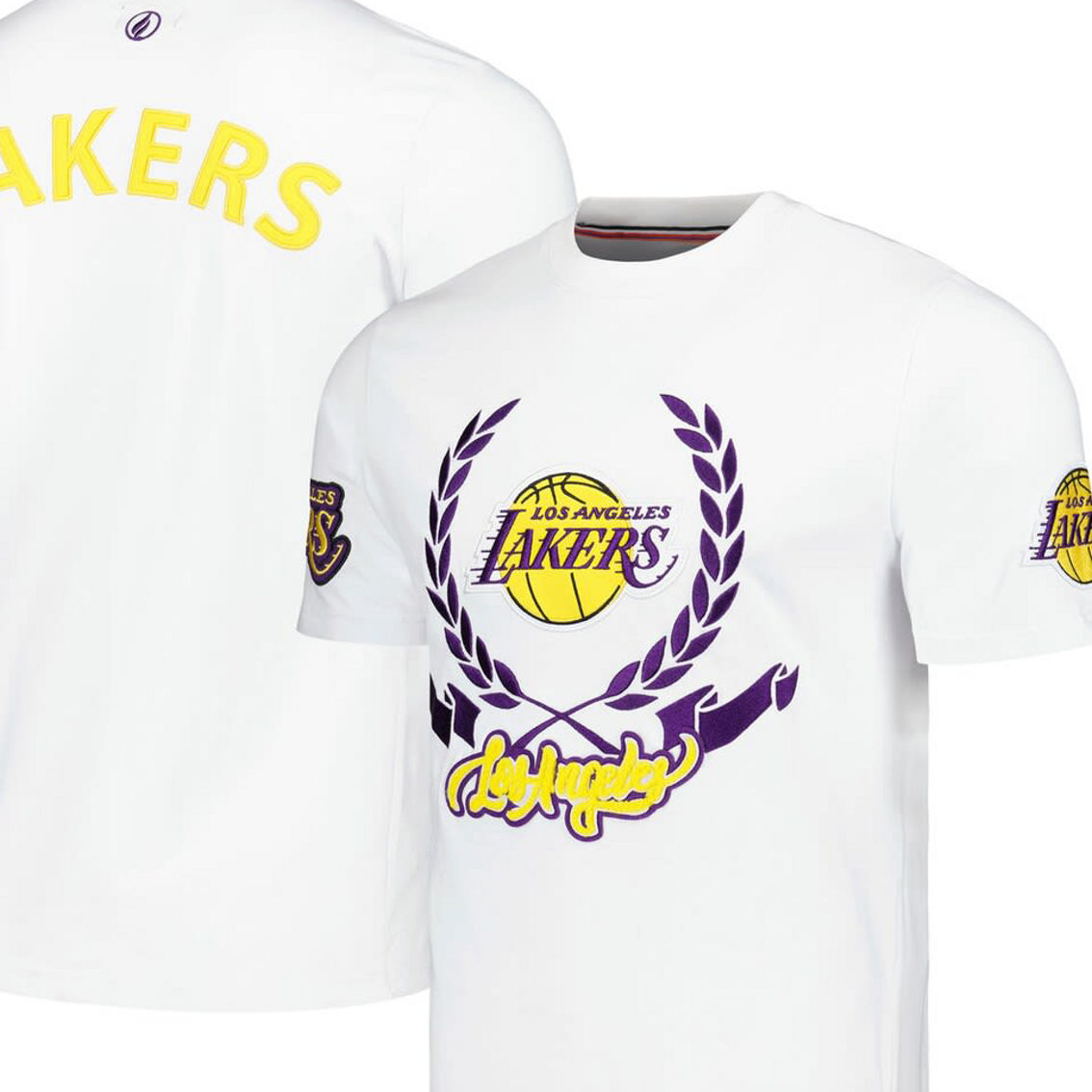 FISLL Unisex White Los Angeles Lakers Heritage Crest T-Shirt - Image 2 of 4