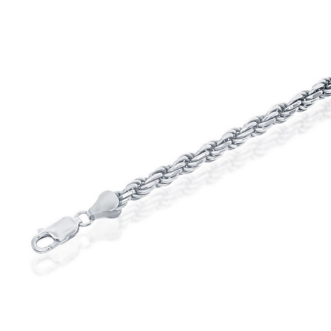 Links of Italy Sterling Silver Solid Diamond-Cut 5mm Rope Chain - Rhodium Plated - Image 2 of 3