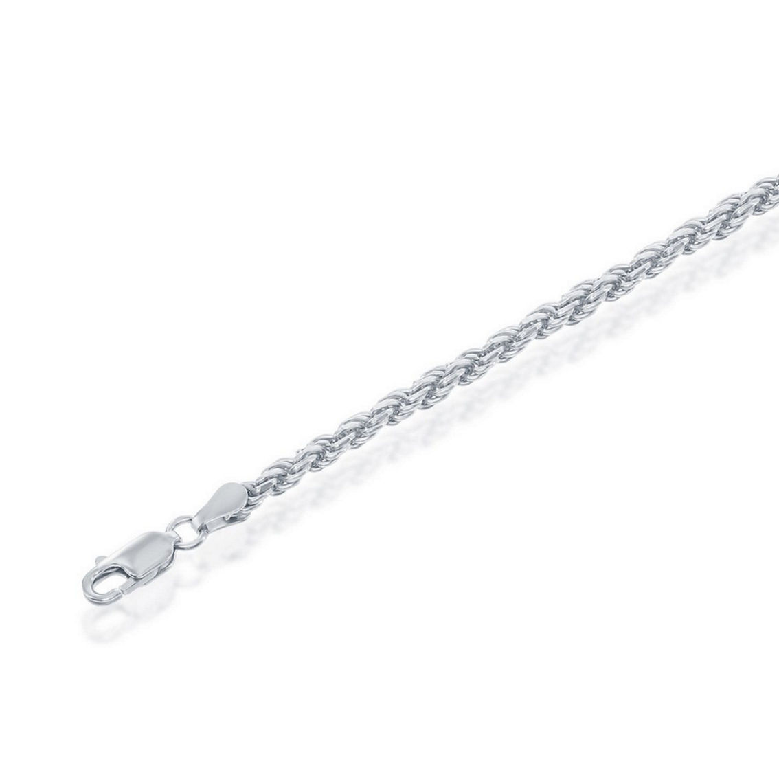 Links of Italy Sterling Silver Solid Diamond-Cut 3mm Rope Chain - Rhodium Plated - Image 2 of 3