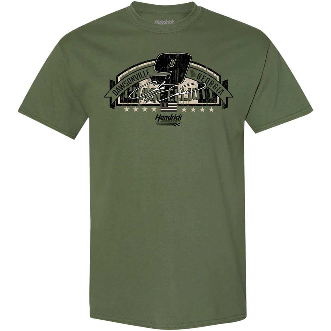 Hendrick Motorsports Team Collection Men's Green Chase Elliott Military Car T-Shirt - Image 3 of 4