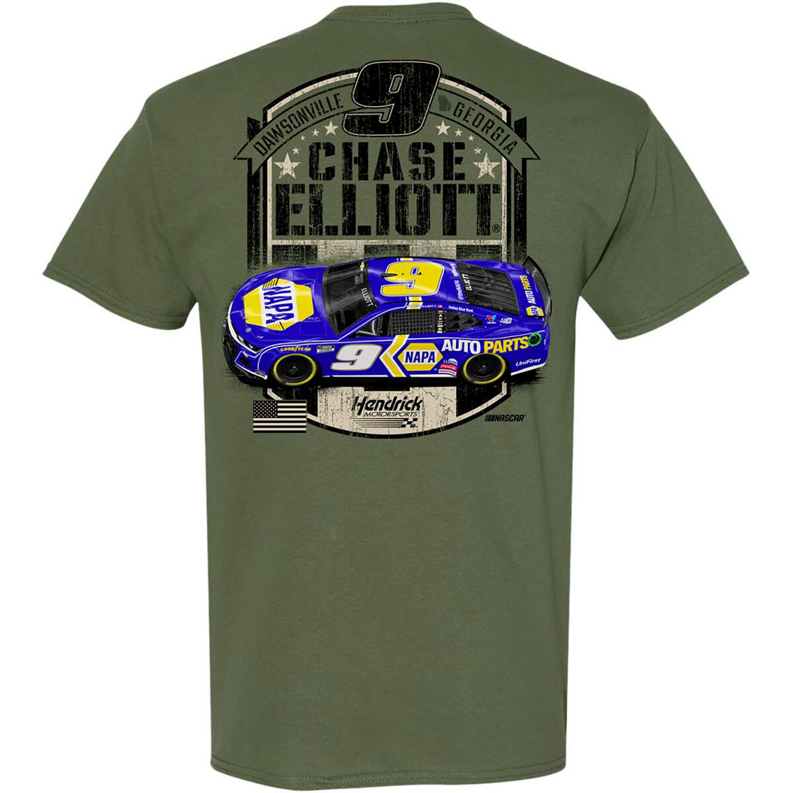 Hendrick Motorsports Team Collection Men's Green Chase Elliott Military Car T-Shirt - Image 4 of 4