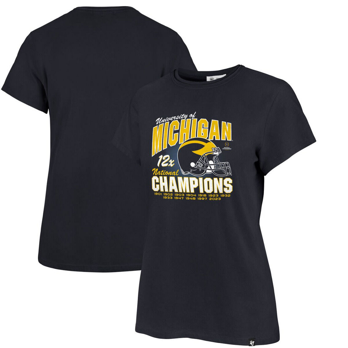 '47 Women's Navy Michigan Wolverines 12-Time Football National s Frankie T-Shirt - Image 2 of 4