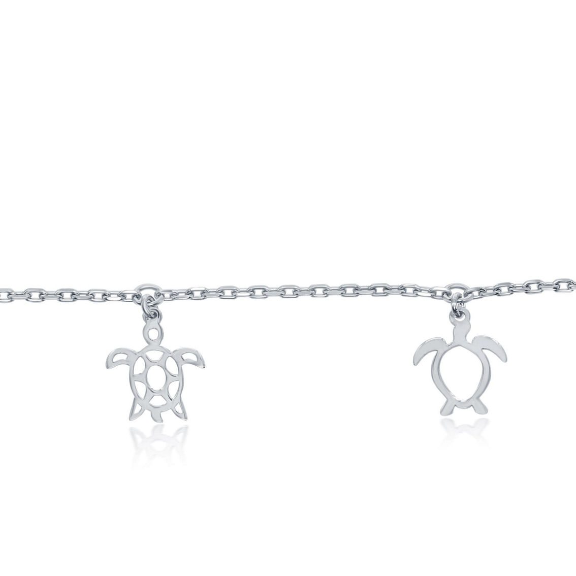 Bella Silver Sterling Silver Cut-Out Sea Turtle Anklet - Image 2 of 3