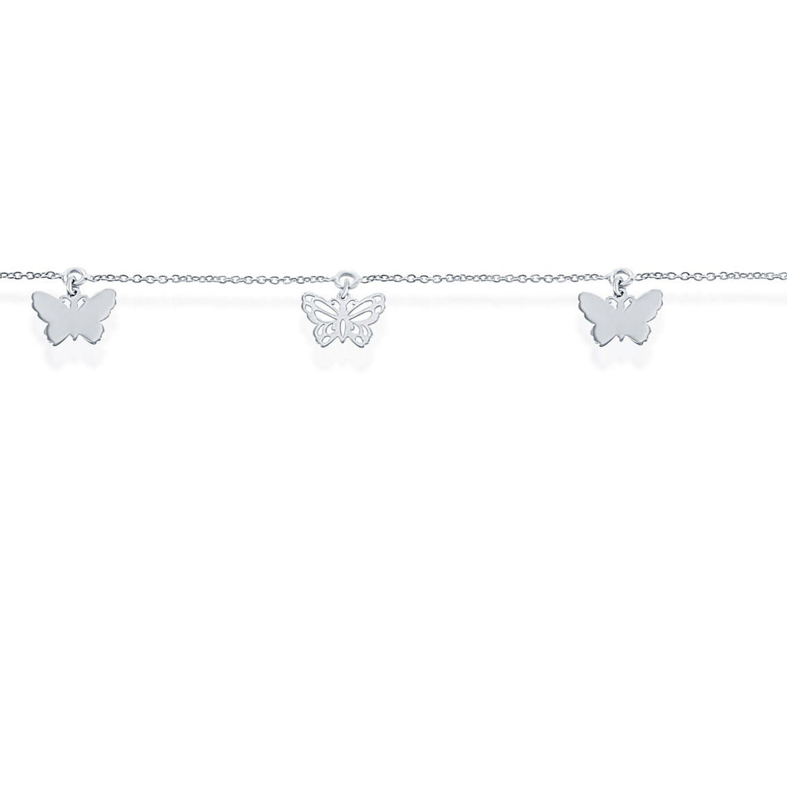 Bella Silver Sterling Silver Butterflies Anklet - Image 2 of 3