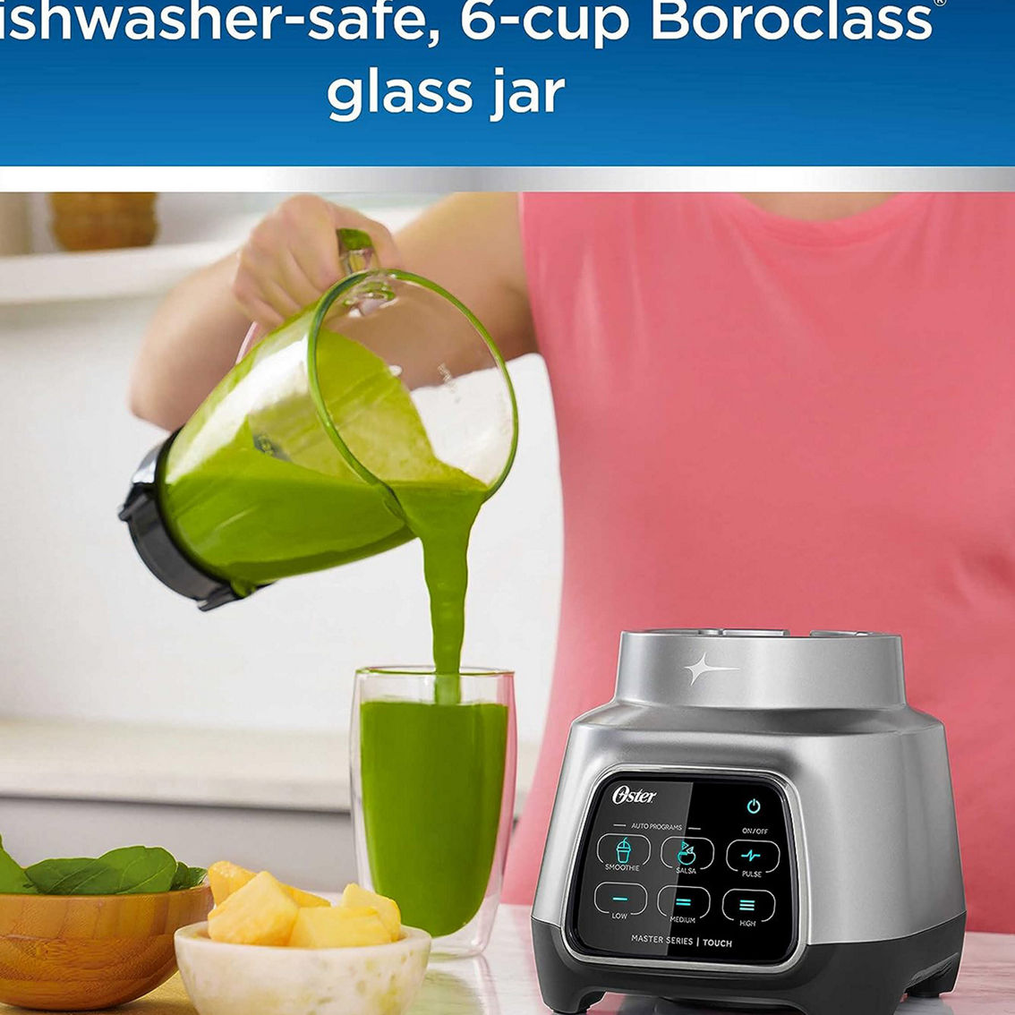 Oster Master Series Touch Screen 6 Speed 6 Cup 800 Watt Blender in Matte Silver - Image 5 of 5