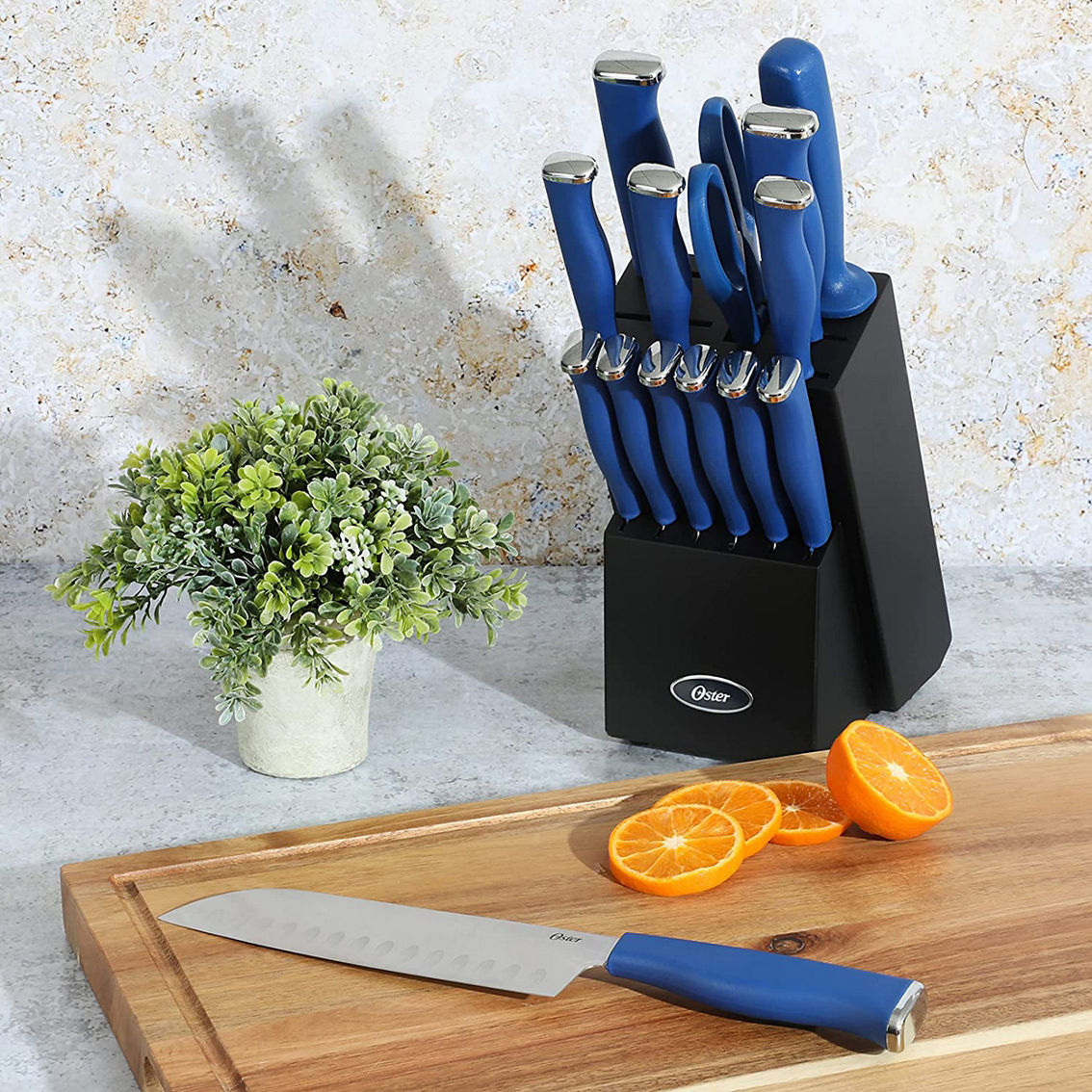 Oster Langmore 15 Piece Stainless Steel Blade Cutlery Set in Dark Blue - Image 5 of 5