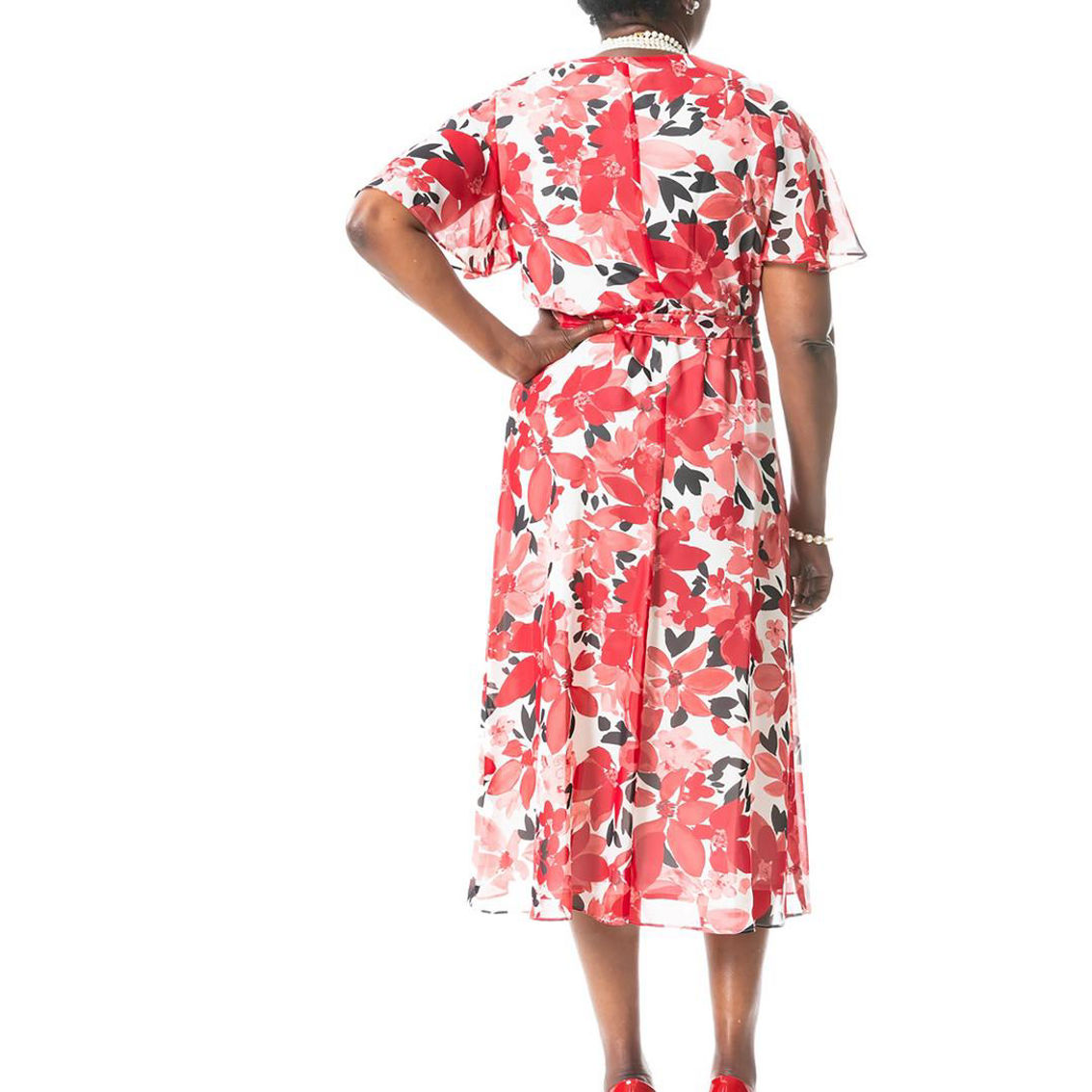 Womens Floral Print Calf Midi Dress - Image 2 of 4