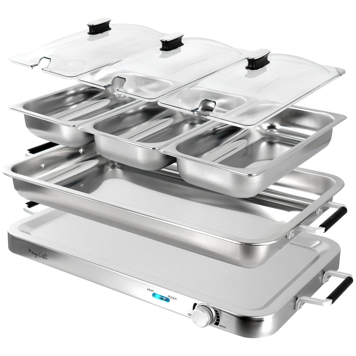 MegaChef 3-in-1 Electric Chaffing Buffet Server and Warming Tray with Triple 2.6 - Image 2 of 5