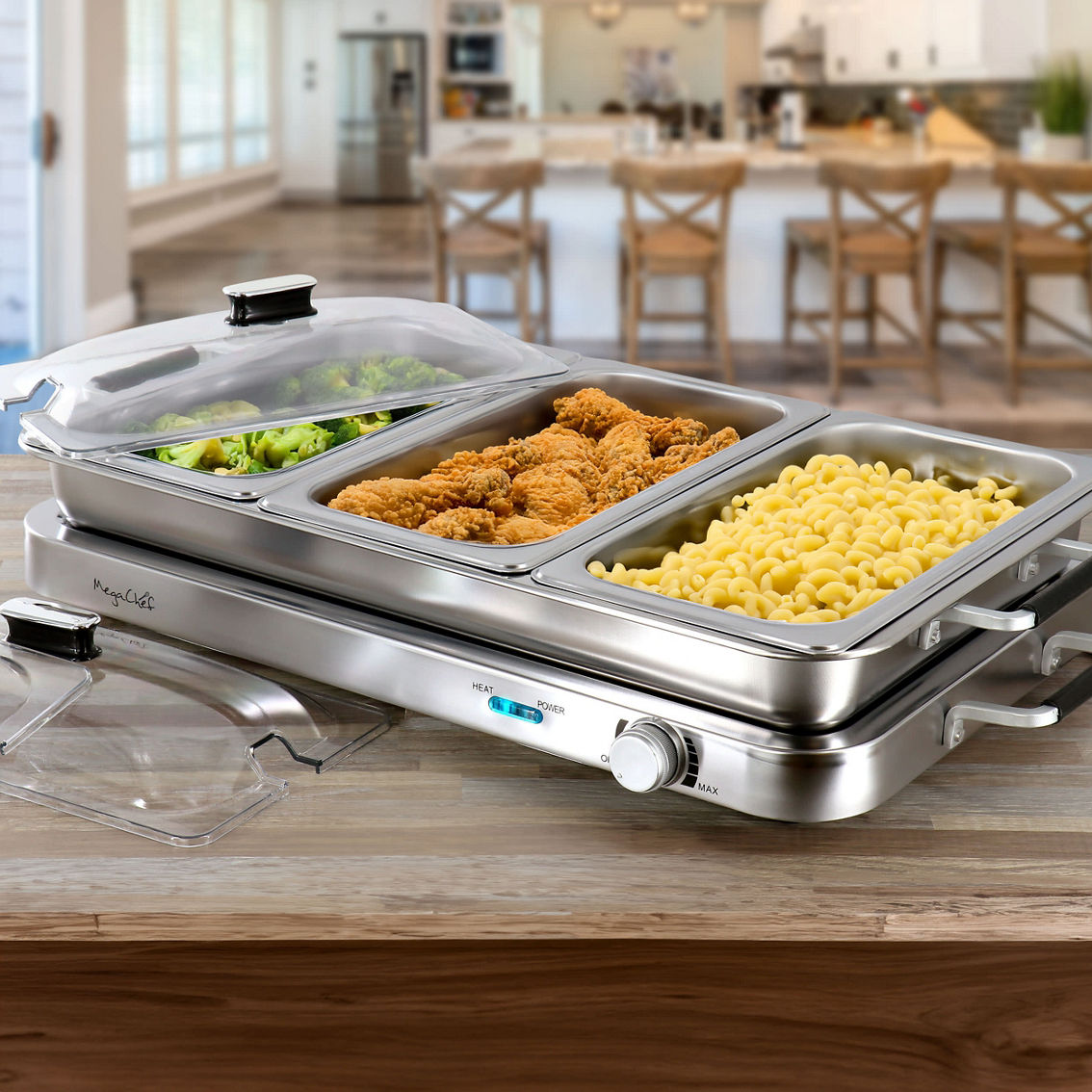 MegaChef 3-in-1 Electric Chaffing Buffet Server and Warming Tray with Triple 2.6 - Image 5 of 5