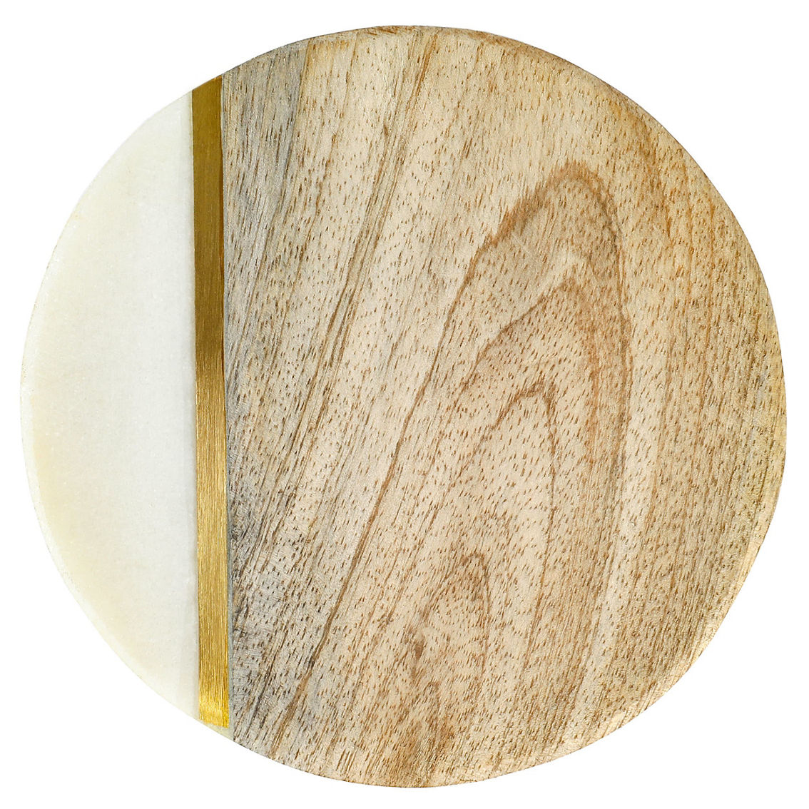 Laurie Gates White Marble and Mango Wood Round 4 Piece Coaster Set - Image 3 of 5