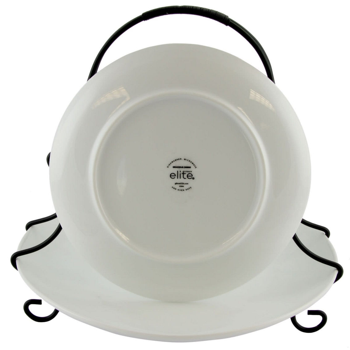 Gibson Elite Splendid Grace 2 Tiered Serving Set with Metal Rack in  White - Image 3 of 5