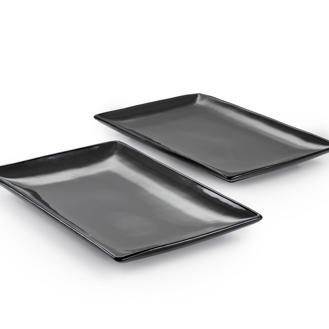 Gibson Home Urban Cafe 2 Piece 12 Inch Rectangle Stoneware Platter Set in Grey - Image 2 of 5