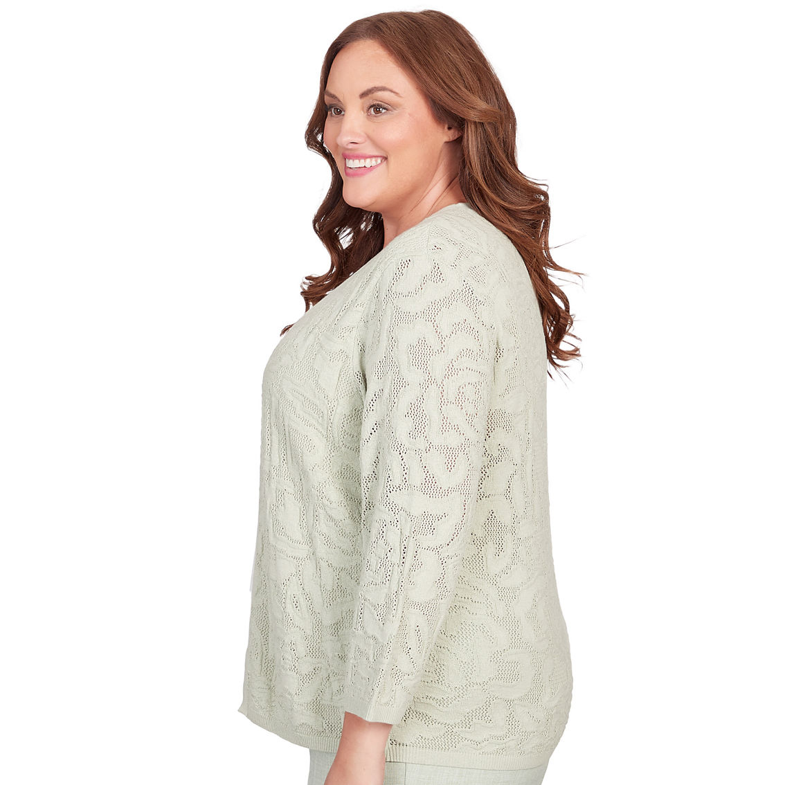 Alfred Dunner Plus Size English Garden Flower Stitch Two In One Top With Necklace - Image 4 of 5