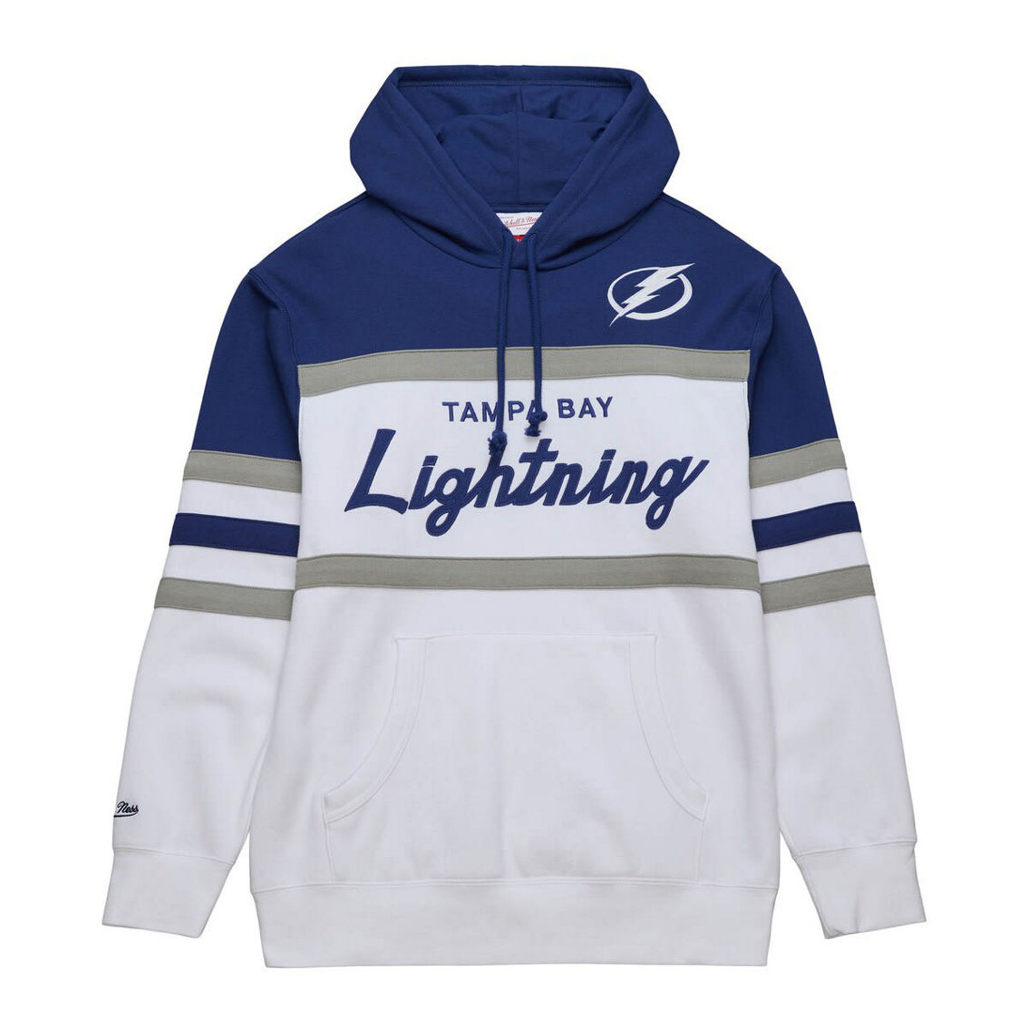 Mitchell & Ness Men's White/Blue Tampa Bay Lightning Head Coach Pullover Hoodie - Image 3 of 4