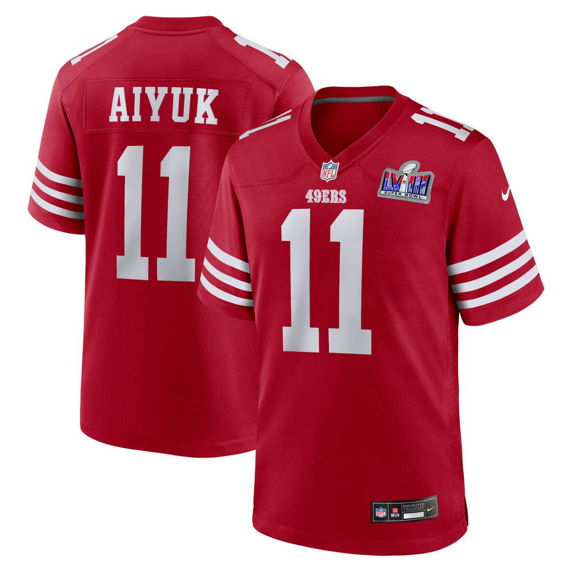 Nike Men's Brandon Aiyuk Scarlet San Francisco 49ers Super Bowl LVIII Game Jersey - Image 2 of 4
