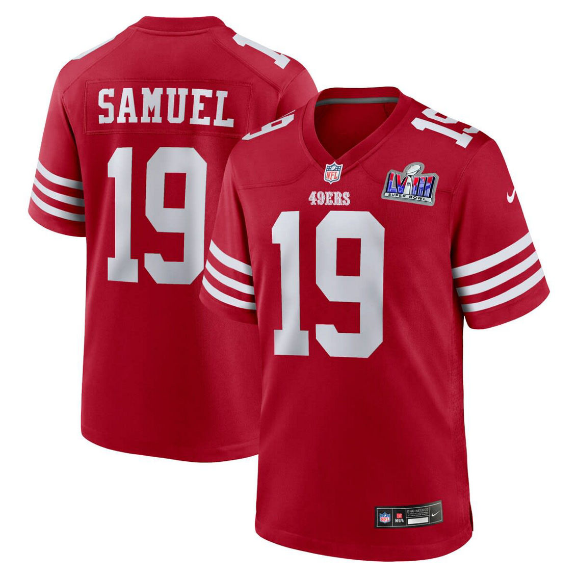 Nike Men's Deebo Samuel Scarlet San Francisco 49ers Super Bowl LVIII Game Jersey - Image 2 of 4